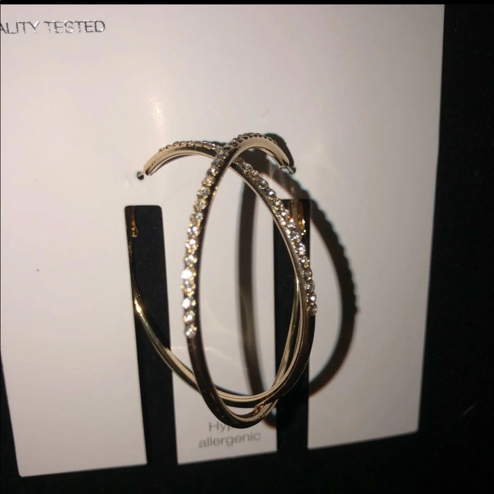 New time and true rhinestone hoops golden rhinestone